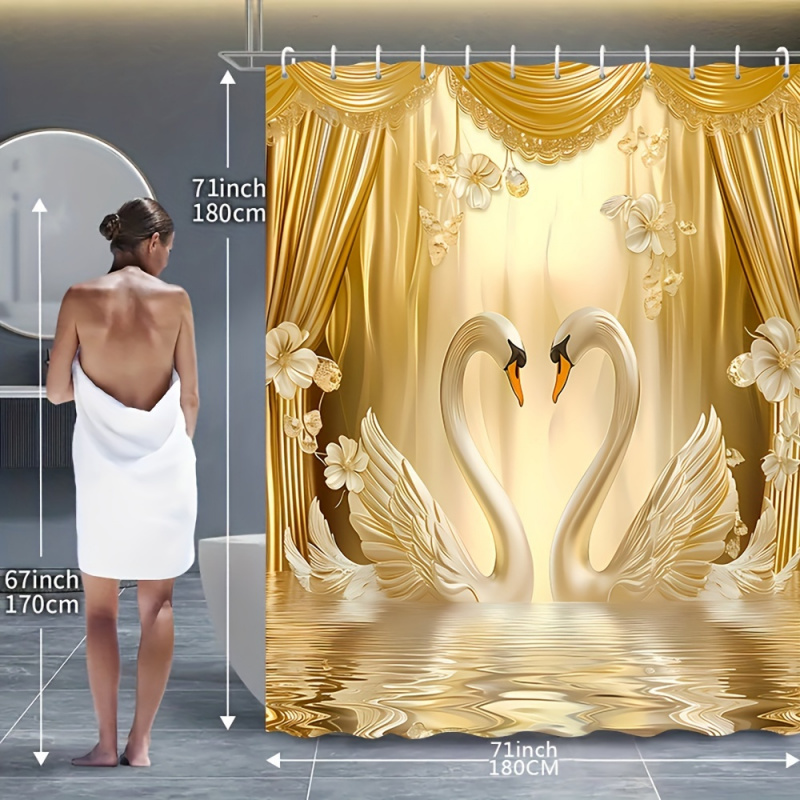 Romantic Golden Swans Bathroom - Bamboo Bath Mat 评论和价格