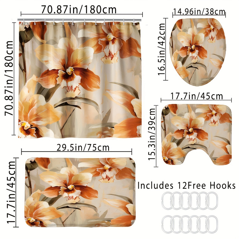 Vintage Orange Floral Water-Re - Bamboo Bath Mat 评论和价格