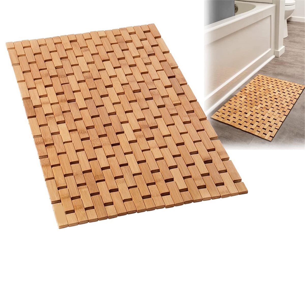 NOCM Bamboo Bath Mat - Foldabl - Bamboo Bath Mat 评论和价格